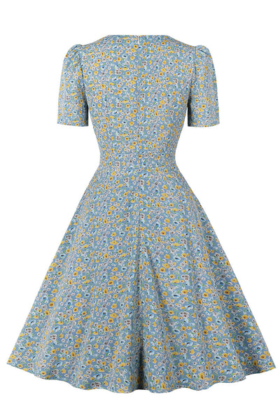Φόρεμα 50s Με Floral Print Τραπεζοειδές