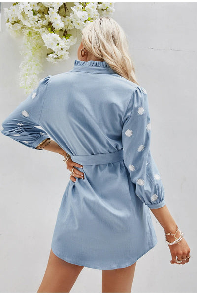 Γαλάζιο Vintage Μίνι Φόρεμα