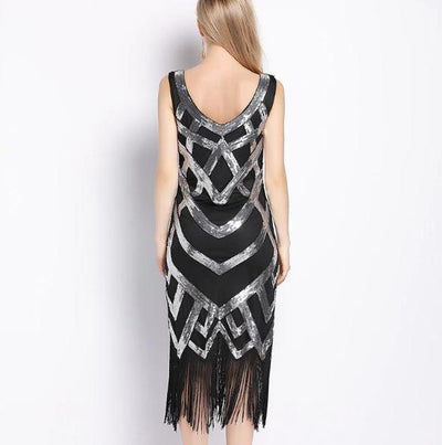 Φόρεμα 20s Vintage Μαύρο Ασημί