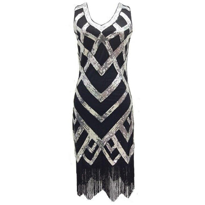 Φόρεμα 20s Vintage Μαύρο Ασημί