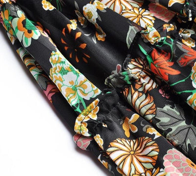 Ψηλόμεσο Μαύρο Φλοράλ Φόρεμα Δεκαετίας 40