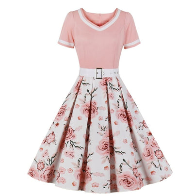 Vintage Ροζ Φόρεμα 50s Plus Size