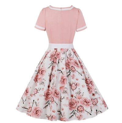 Vintage Ροζ Φόρεμα 50s Plus Size