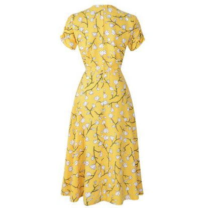 Vintage Φόρεμα 40s Yellow Flower