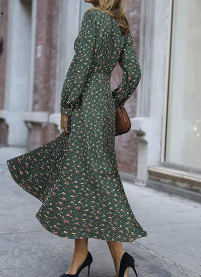 Vintage 40s Flowy Green Φόρεμα