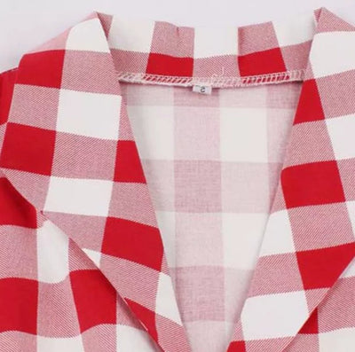 Vintage Pin Up Κόκκινο Καρό Φόρεμα