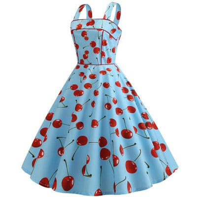 Vintage Φόρεμα 1950 Cherry Blue