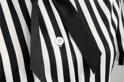 Vintage Ρετρό Ριγέ Φόρεμα Μαύρο