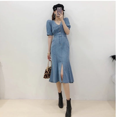 Vintage Φόρεμα 40s Out-Fit Μπλε