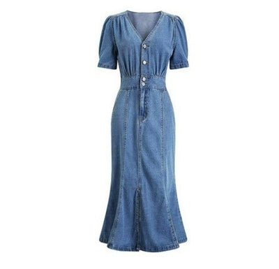 Vintage Φόρεμα 40s Out-Fit Μπλε