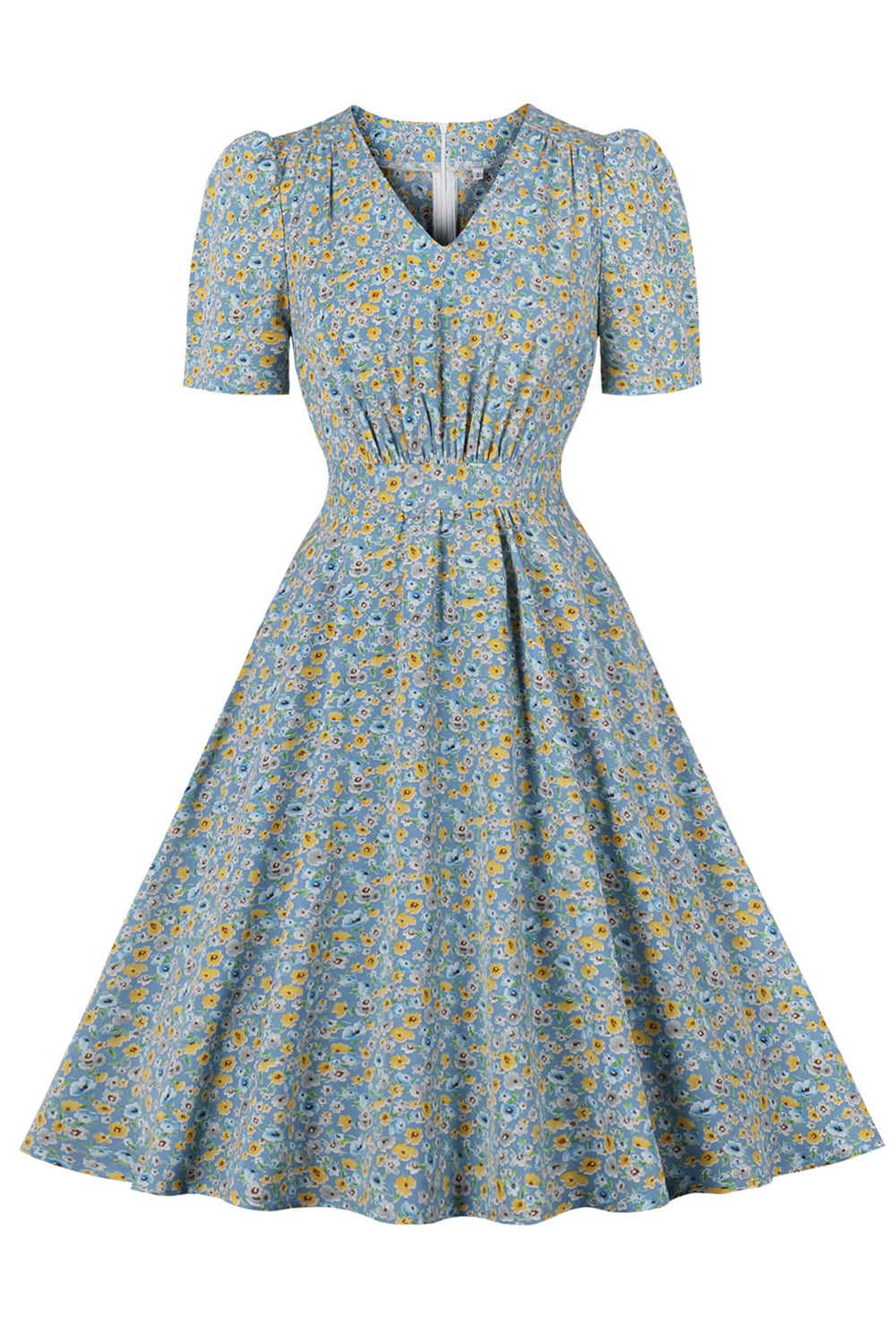 Φόρεμα 50s Με Floral Print Τραπεζοειδές