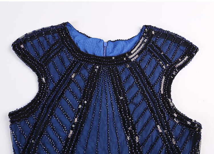 Κομψό Navy Long Gatsby Φόρεμα