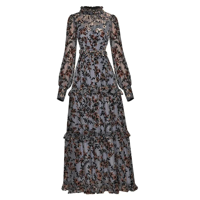Φόρεμα 40s Vintage Blue Flower