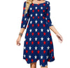 Γυναικείο Σκούρο Μπλε Φόρεμα Star 70s Vintage Plus Size