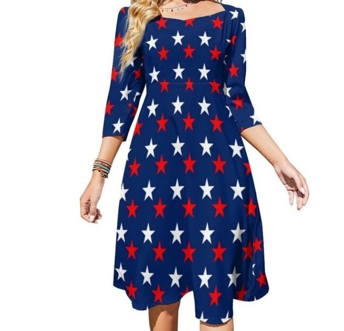 Γυναικείο Σκούρο Μπλε Φόρεμα Star 70s Vintage Plus Size