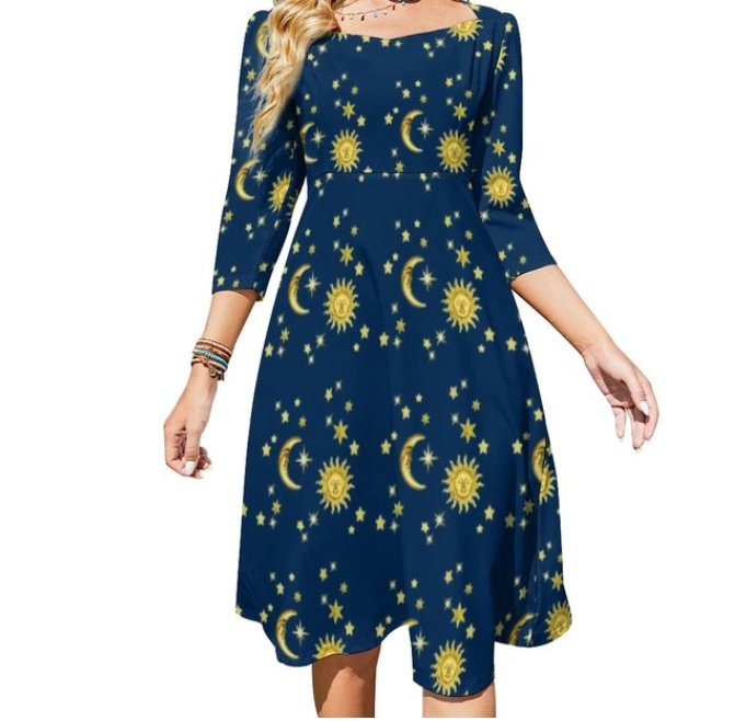 Γυναικείο Μπλε Φόρεμα 70s Vintage Βραδινό