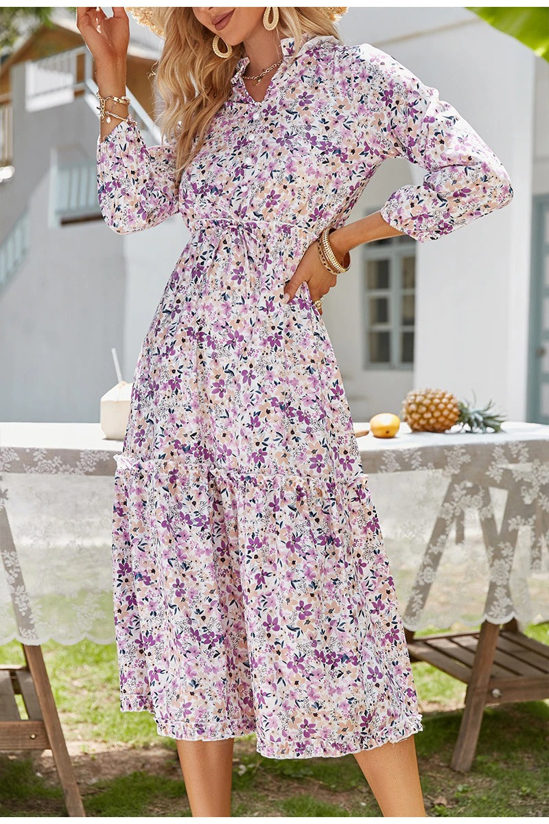 Vintage Floral Μακρύ Φόρεμα