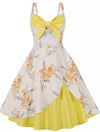 Petite Vintage Κίτρινο Και Λευκό Floral Φόρεμα