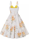 Petite Vintage Κίτρινο Και Λευκό Floral Φόρεμα