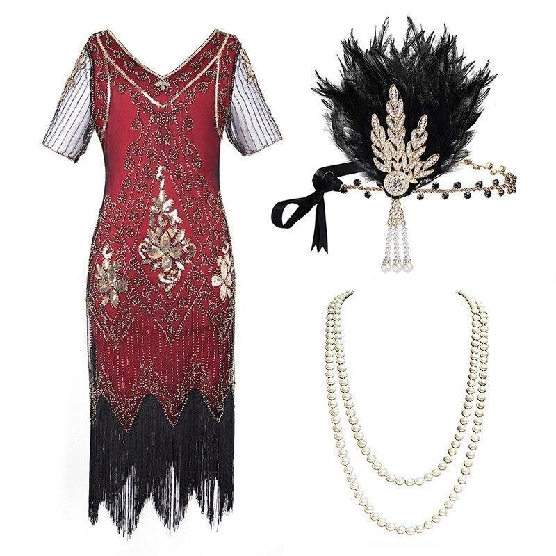 Φόρεμα Plus Size 20s Red Gold