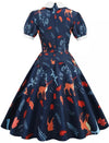 Φόρεμα 50s Navy Blue Floral