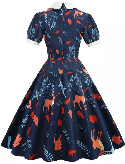 Φόρεμα 50s Navy Blue Floral