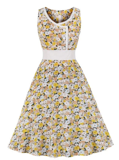 Φόρεμα 50s Pin Up Yellow Flowers