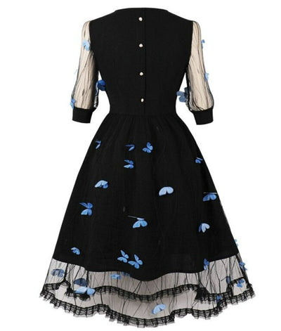 Φόρεμα 50s Pin Up Blue Butterflies