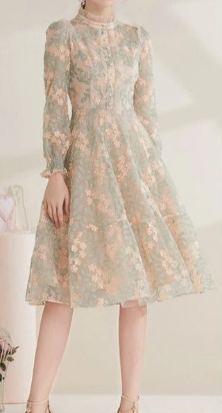 Φόρεμα 40s Lace Vintage Chic Grey