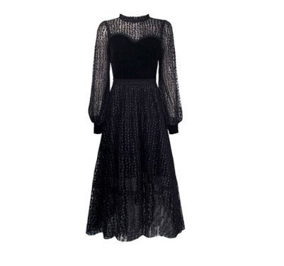 Vintage Chic Δαντελένιο Φόρεμα Δεκαετίας 40 Μαύρο