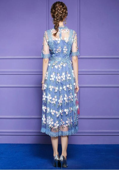 40s Slim Dress Blue