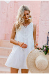 Λευκό Vintage Bohemian Φόρεμα