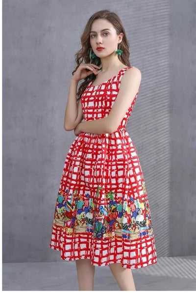 Vintage 40s Red Check Φόρεμα