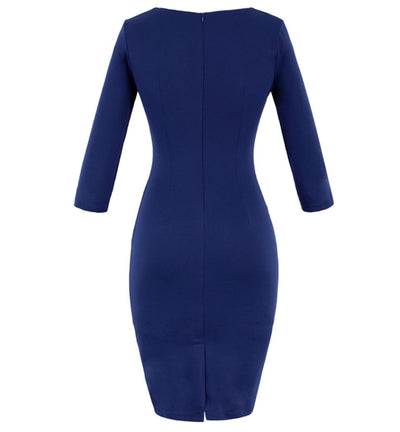 60s Pencil Dress Blue