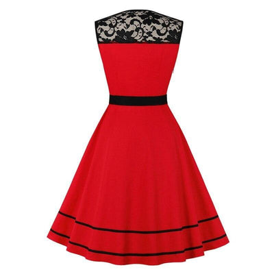Vintage Rockabilly Red Βραδινό Φόρεμα