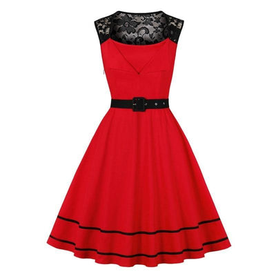 Vintage Rockabilly Red Βραδινό Φόρεμα