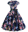 Φόρεμα Vintage Blue Little Leaves Flared