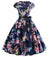 Φόρεμα Vintage Blue Little Leaves Flared