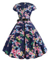 Φόρεμα Vintage Blue Little Leaves Flared