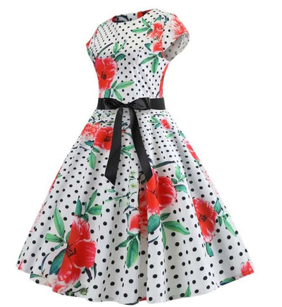 Φόρεμα Vintage Poppies Flared