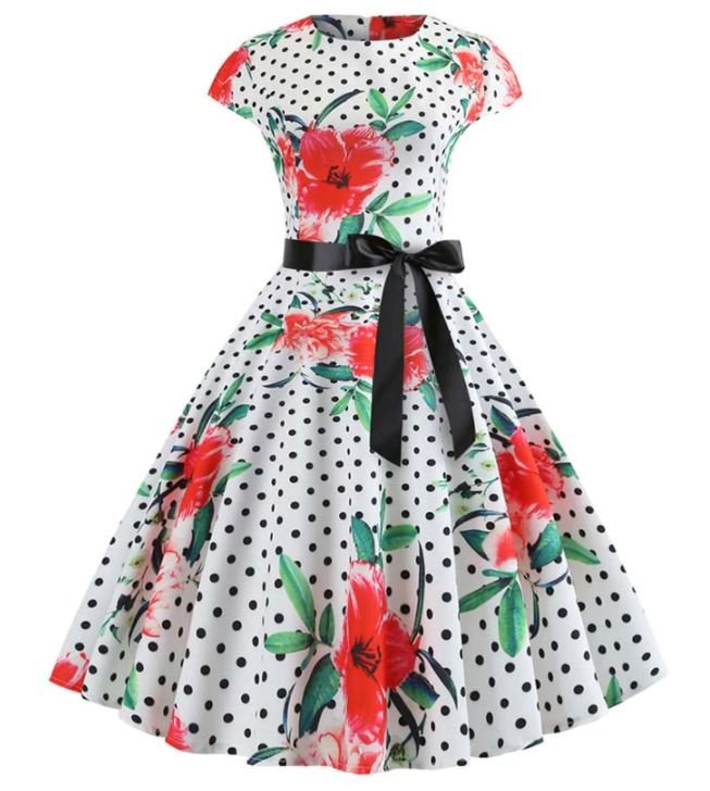 Φόρεμα Vintage Poppies Flared