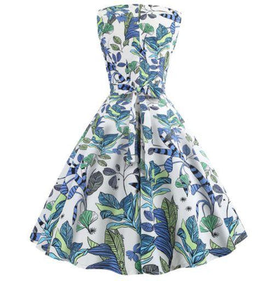 Φόρεμα Vintage Blue Flowers Flared