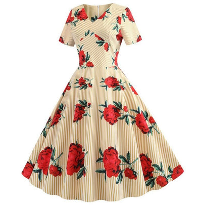Φόρεμα Vintage Yellow Flowers Flared