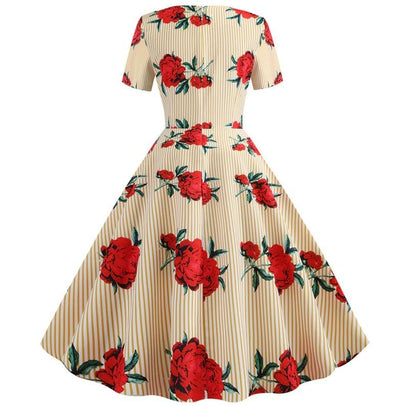 Φόρεμα Vintage Yellow Flowers Flared