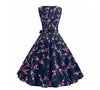 Φόρεμα Vintage Navy Flowers Flared
