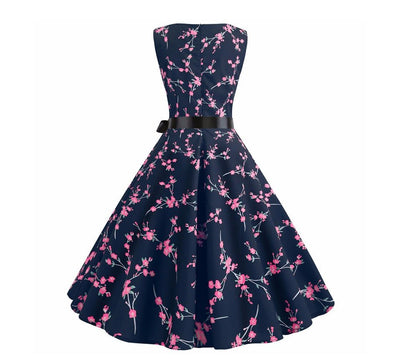 Φόρεμα Vintage Navy Flowers Flared