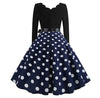Vintage Flared Φόρεμα Navy White Πουά