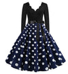 Vintage Flared Φόρεμα Navy White Πουά