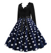 Vintage Flared Φόρεμα Navy White Πουά