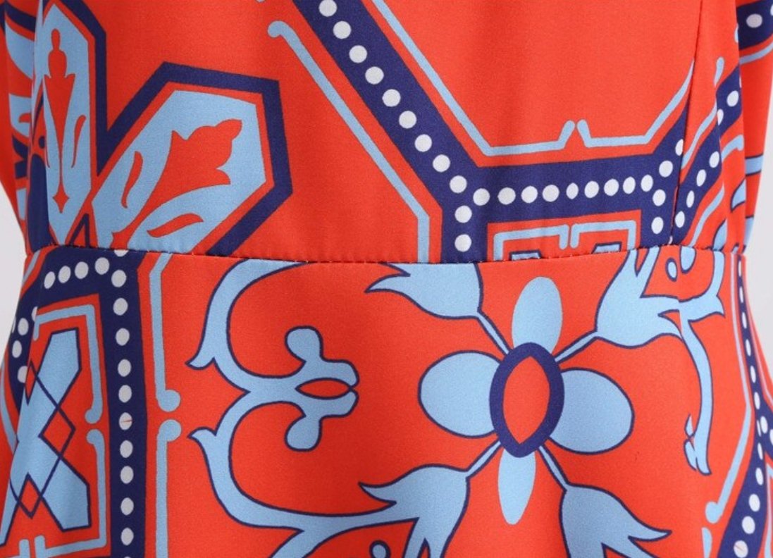 Φόρεμα Vintage Red Flowers Flared